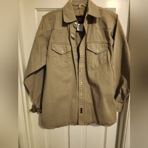 Walls Beige/Tan Canvas Western Snap shirt